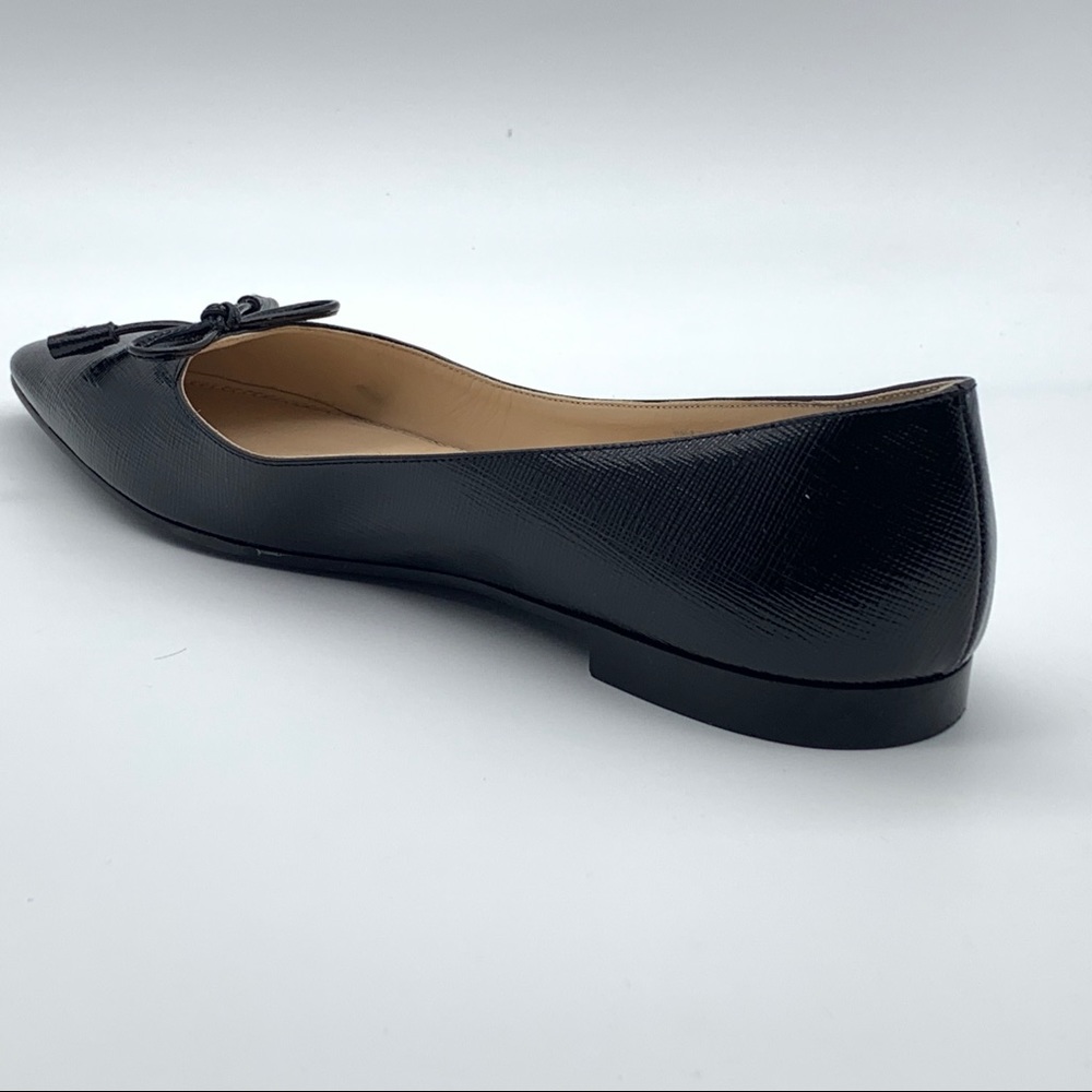 Vestaire - Prada Saffiano Bow Logo Pointed Ballet Flats - Picture 6 of 14